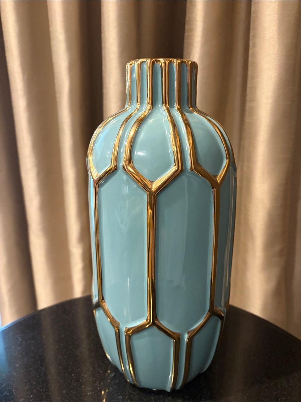 Teal and Gold decorative vase